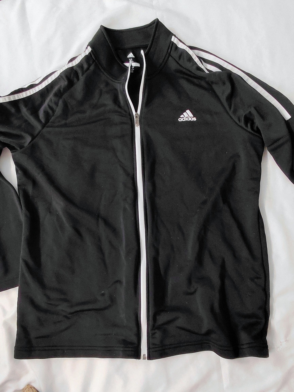 adidas Black Track Jacket with White Trim